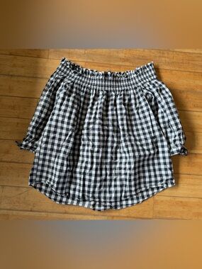 kate spade Black and White Gingham off the shoulder top